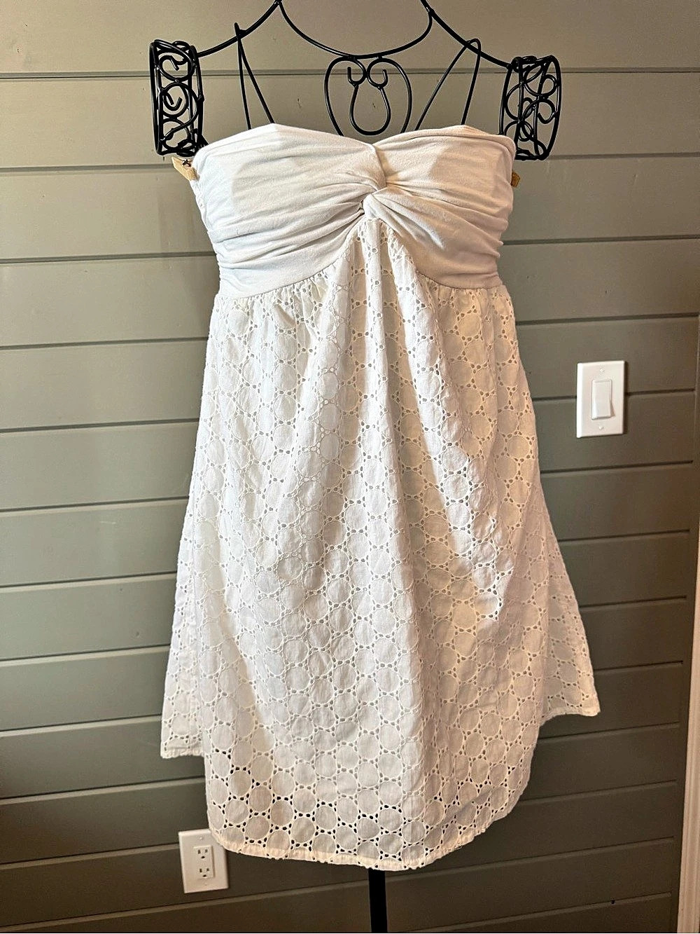 21 White Eyelet Mini Dress Size Large Like New